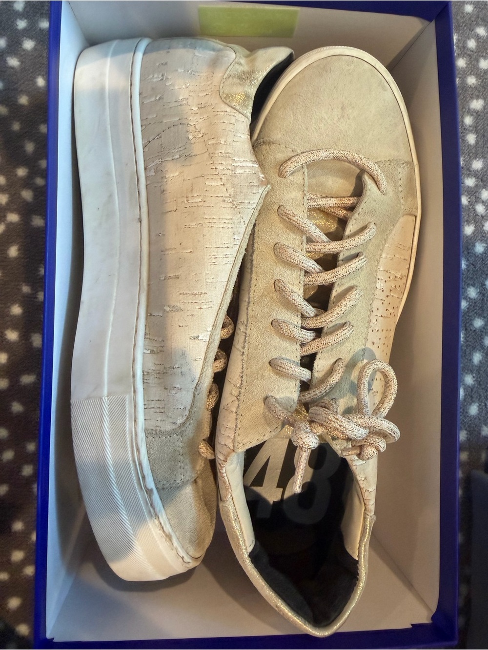 P448 Metallic Beige Low-Top Lace-Up Sneakers